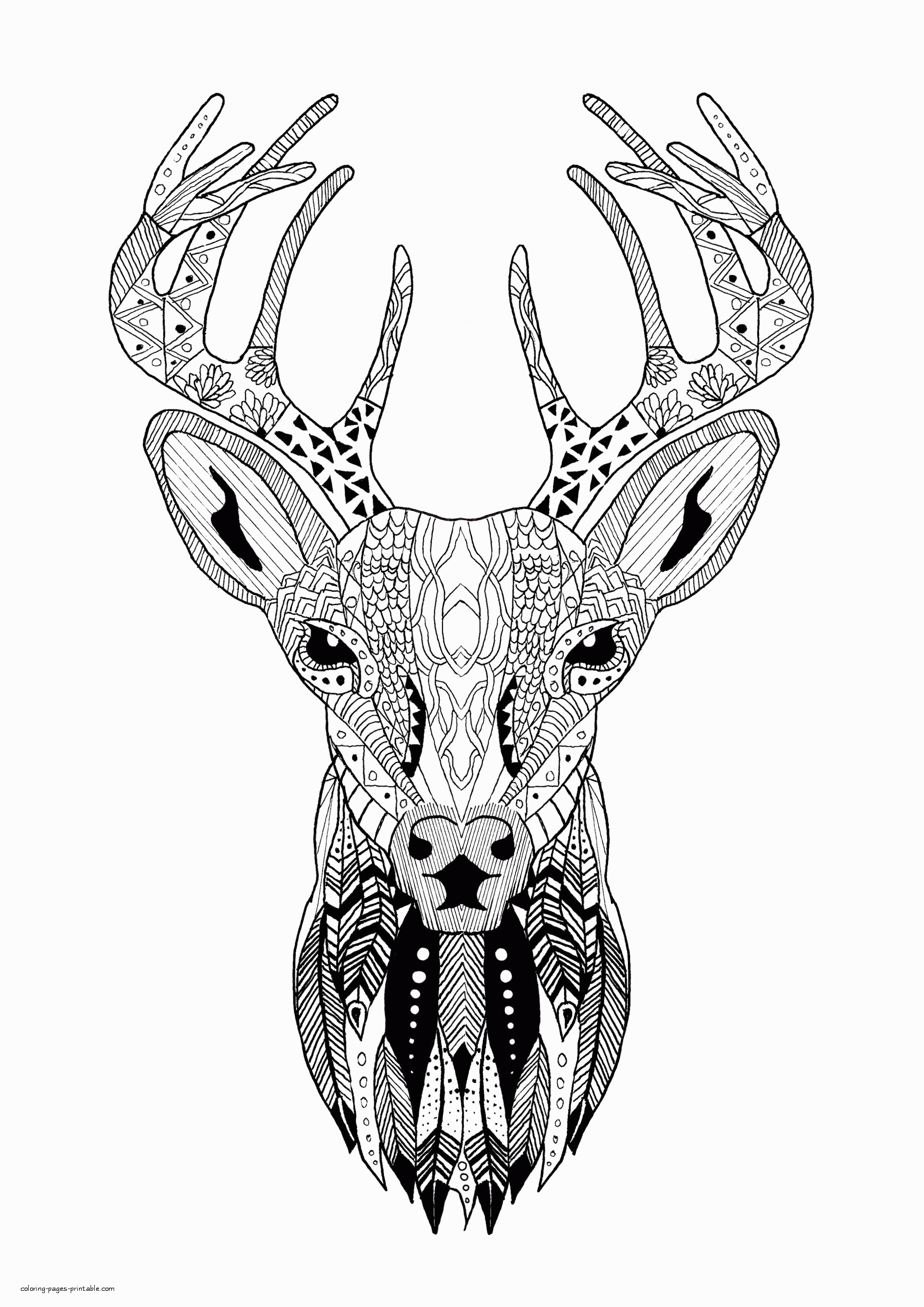 Reindeer Free Christmas Coloring Pages For Kids Drawing With Crayons