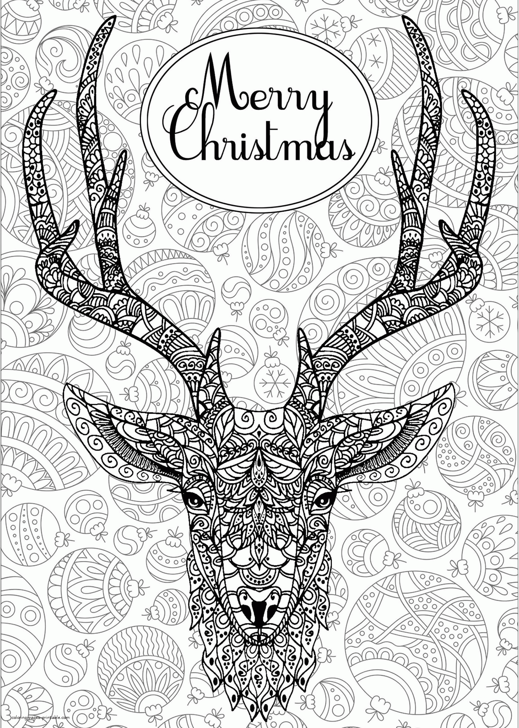 Printable Christmas Coloring Pages For Adults. The Reindeear