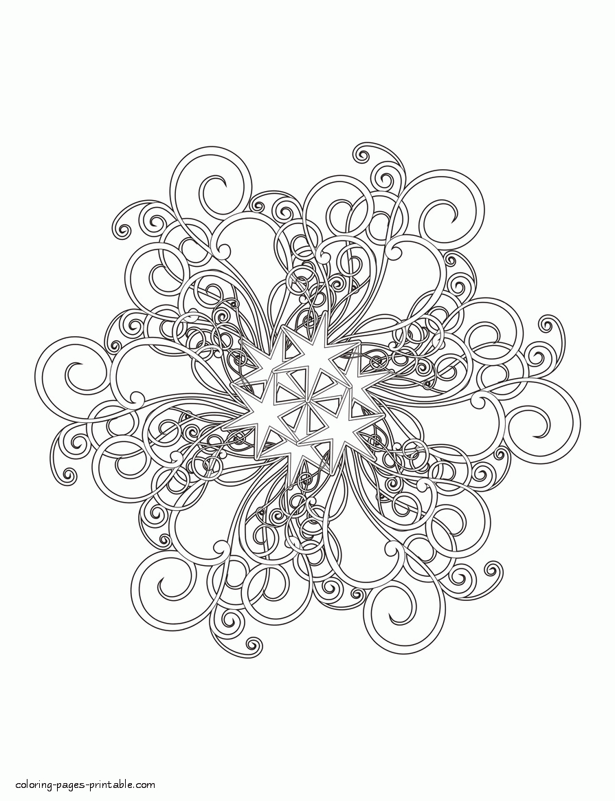 Snowflake Mandala For Christmas To Color by adult