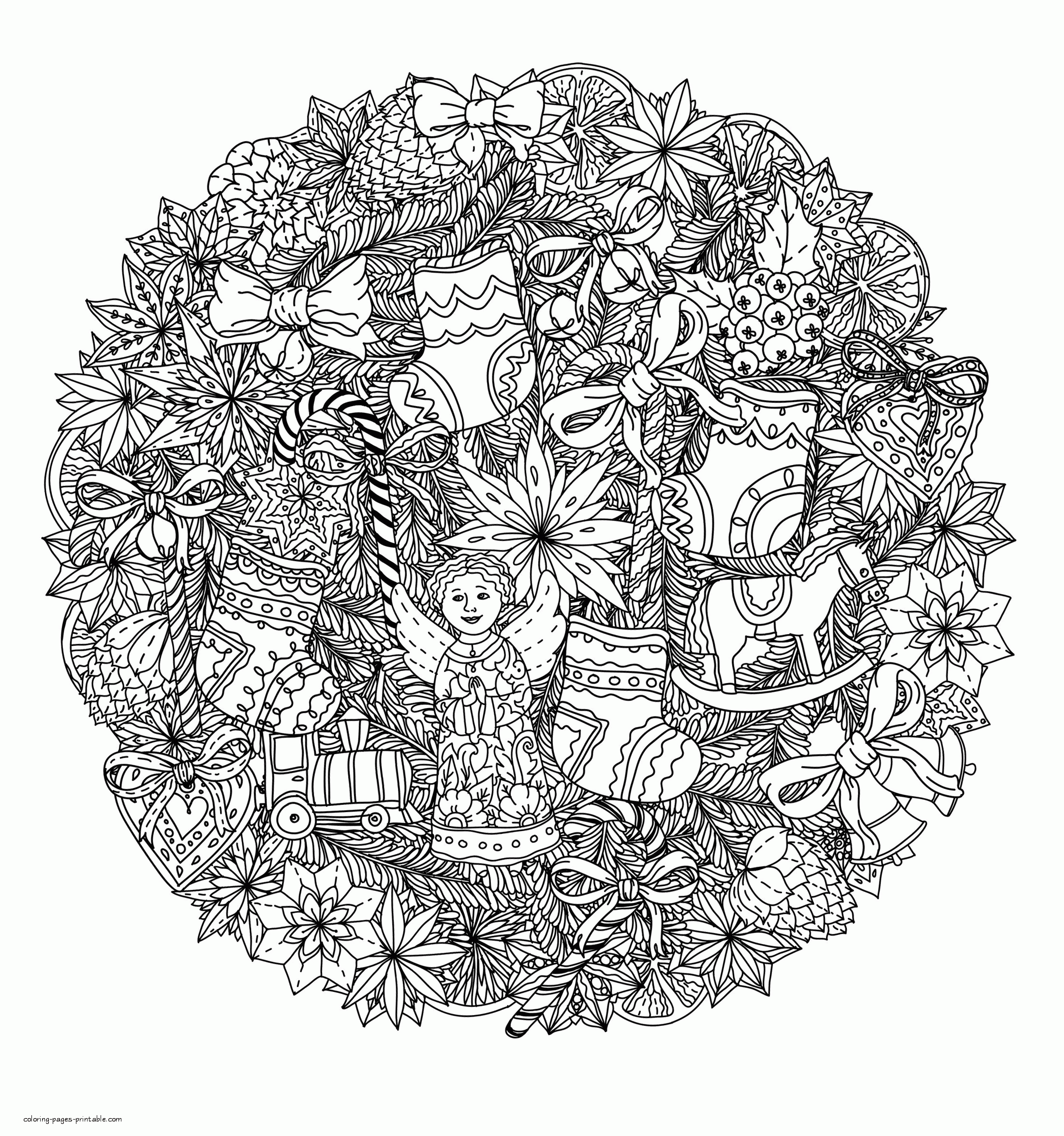 Big Detailed Free Coloring Page For Adults Christmas    COLORING ...