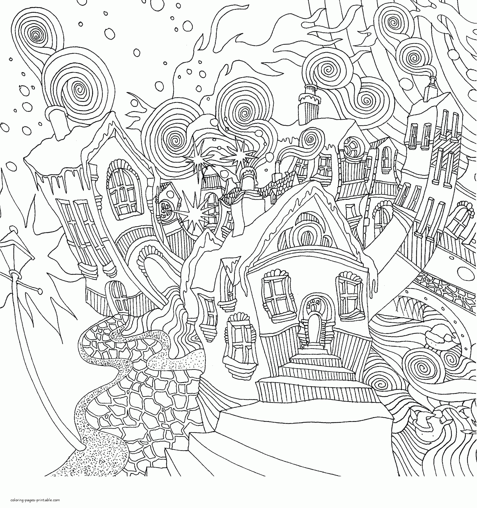 Free Christmas Coloring Pages For Adults || COLORING-PAGES-PRINTABLE.COM
