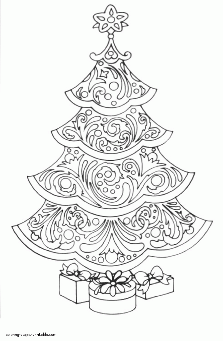 Adult Coloring Pages To Print. Christmas Tree || COLORING-PAGES ...