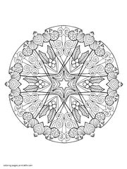 Mandala Adalt Coloring Page printable. Christmas Themed