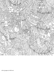 Christmas Colouring Sheets For Adults. Decorated fir branch