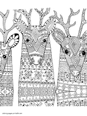 Christmas Colouring Pages For Adults Printable Free. Santa's Reindeer