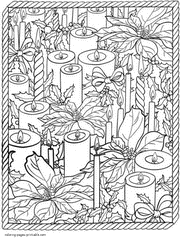 Print Christmas Candles Colouring Page