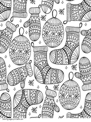 Free Christmas Coloring Pages To Print For Adults. Socks and ballons