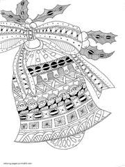 Zentangle Adult Coloring Pages. The Christmas Bell