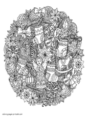 Big Detailed Free Coloring Page For Adults. Christmas pictures