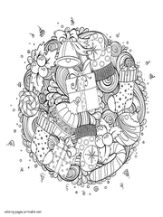 Coloring Pages For Adults Christmas. Suitable for a greeting card