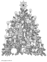 Difficult Printable Christmas Tree Coloring Pages For Adults