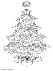 Adult Coloring Pages To Print. Christmas Tree sheet