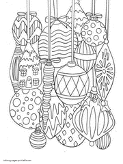 Cute Christmas Ornament Coloring Sheet For Adults
