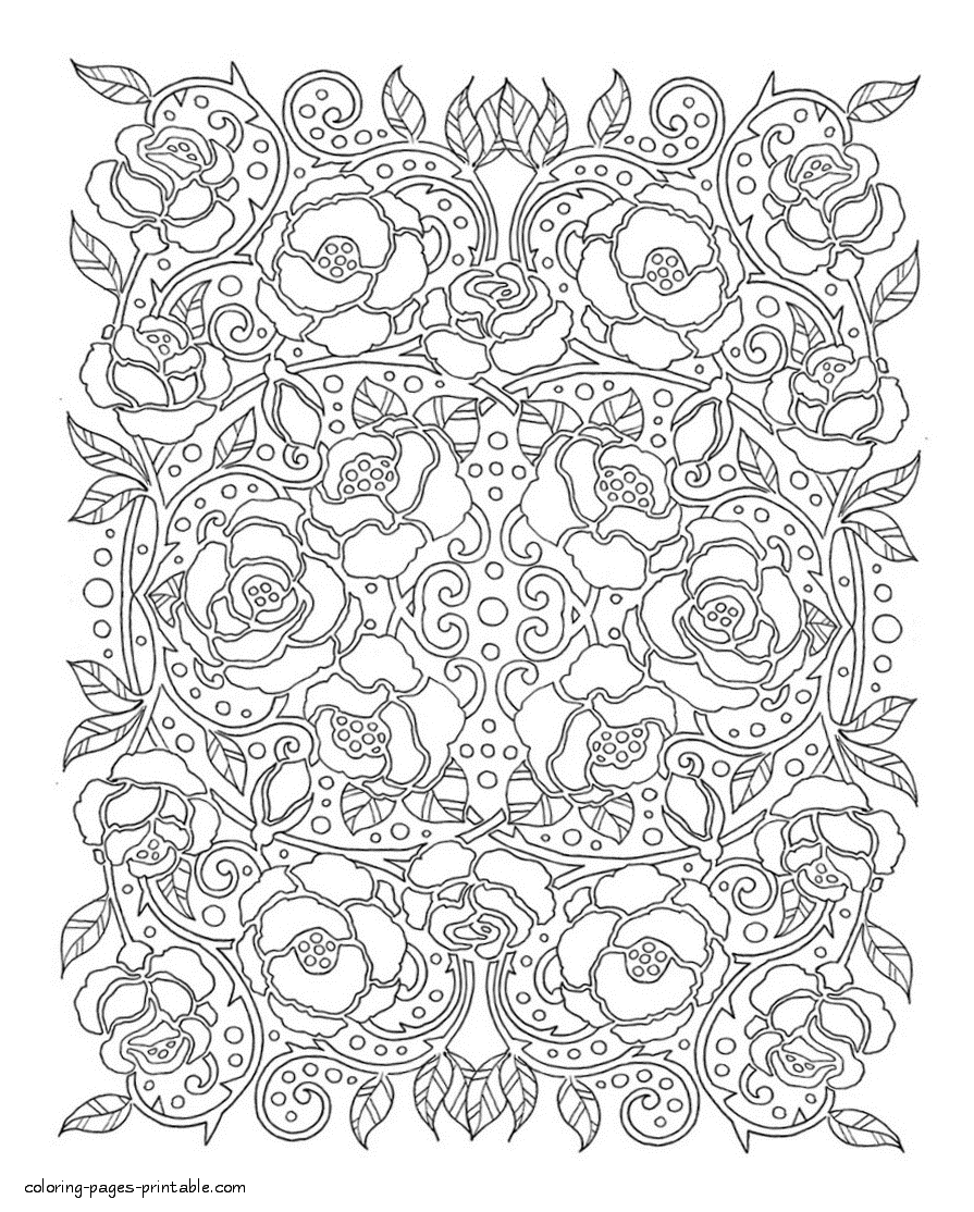 Printable Coloring Pages For Adults Flowers. Roses || COLORING-PAGES