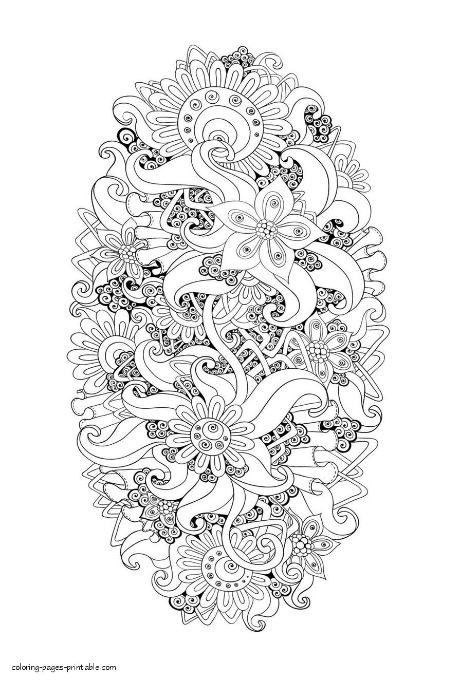 Hard Coloring Pages To Print Flowers Coloring Pages Printable Com