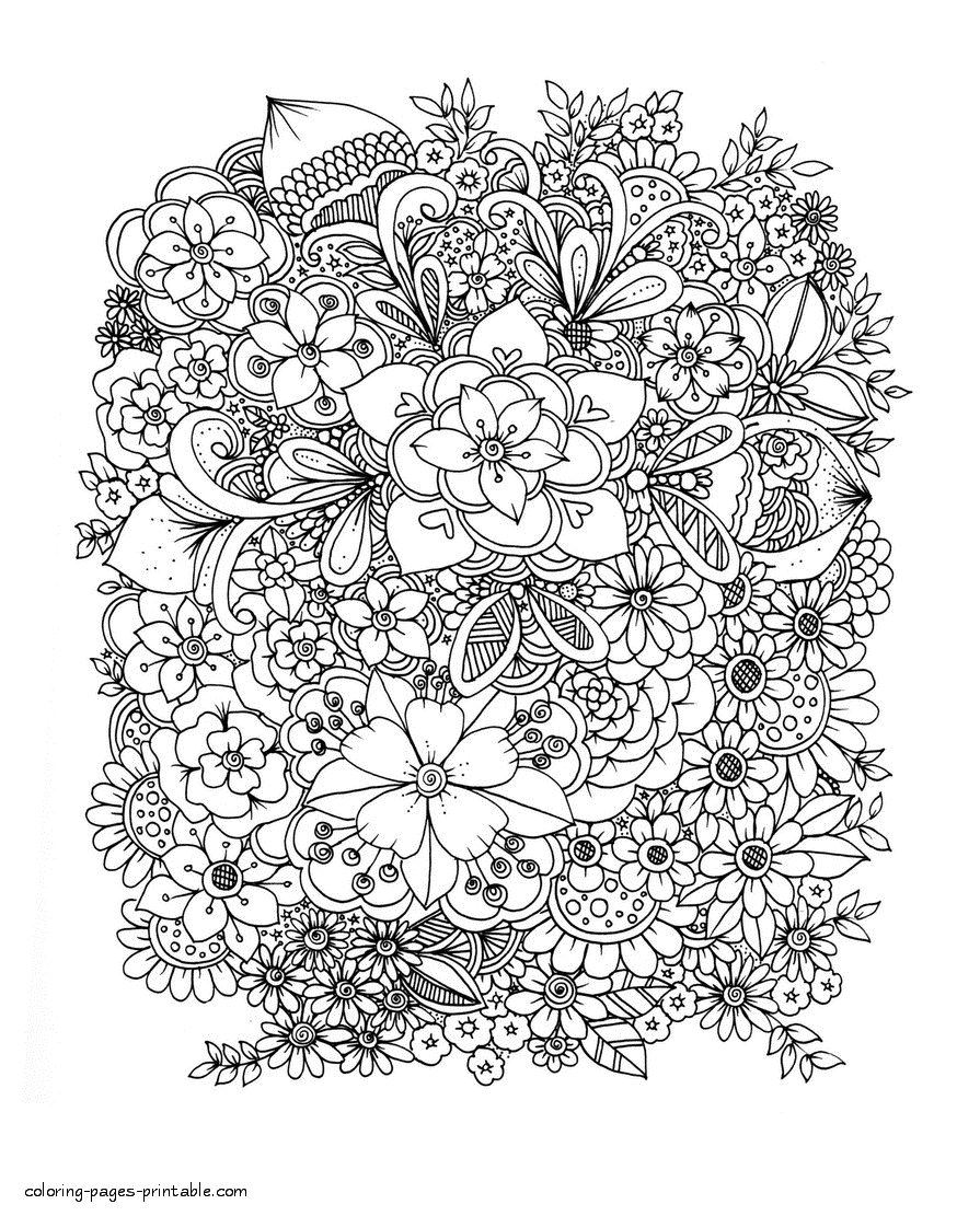 Flower Garden Coloring Pages Printable For Adults    COLORING ...