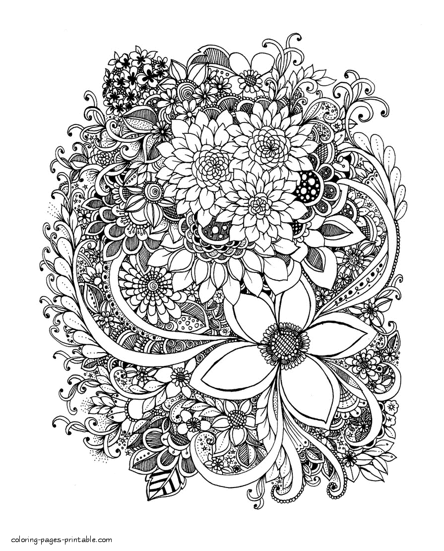 Free Adult Coloring Pages Flowers Coloring Pages Printable Com