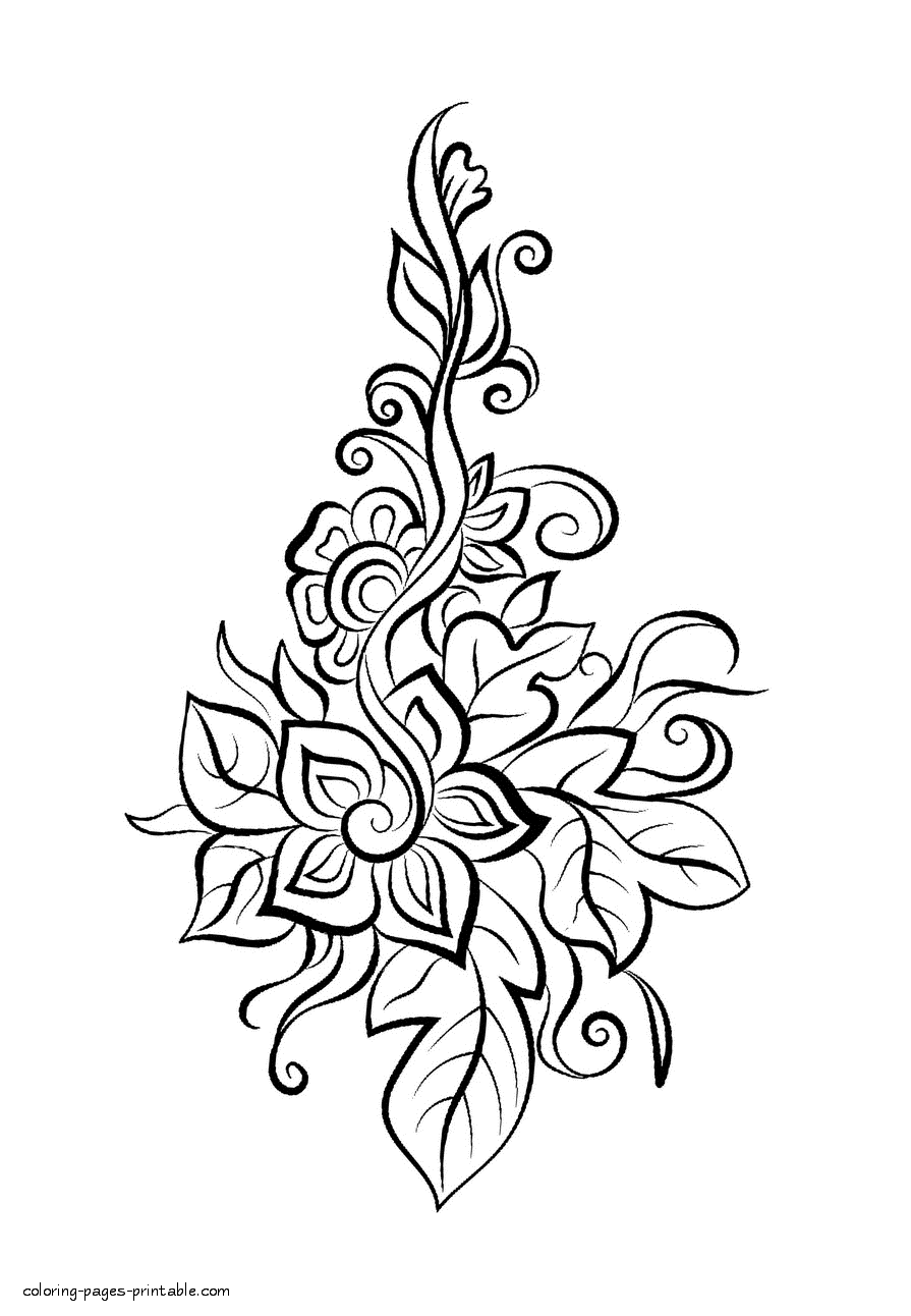 Simple Flower Coloring Page For Adults    COLORING PAGES PRINTABLE.COM