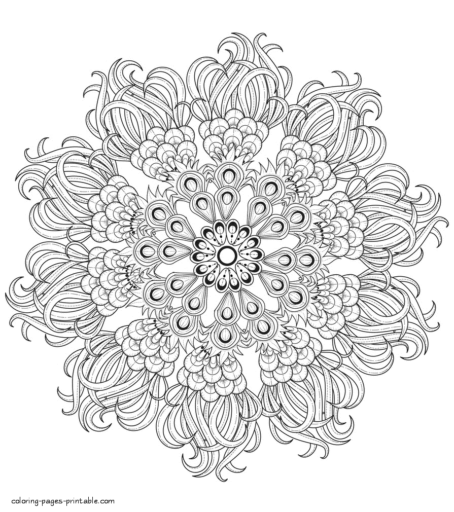 Mandala Adult Coloring Page. Flowers    COLORING PAGES PRINTABLE.COM