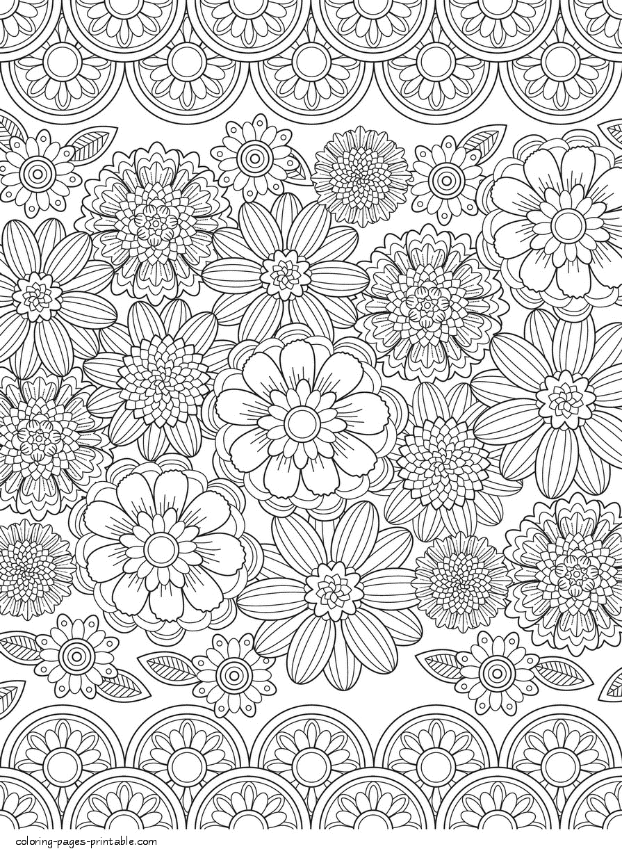 Realistic Flower Coloring Pages For Adults