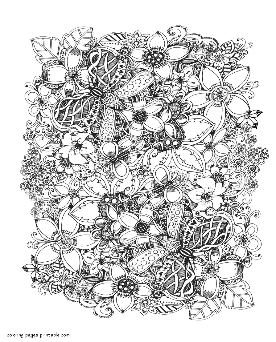 Big Flower Coloring Sheet For Adults || COLORING-PAGES-PRINTABLE.COM