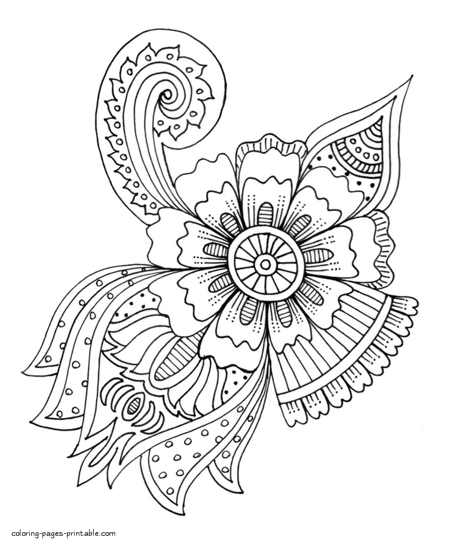 Flower Composition Coloring Page For Adults