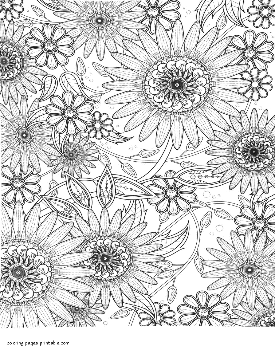 Coloring Pages For Adults. Flower Picture