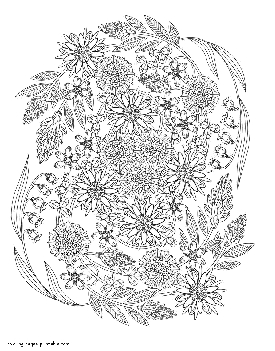 Free Adult Coloring Pictures Of Flowers