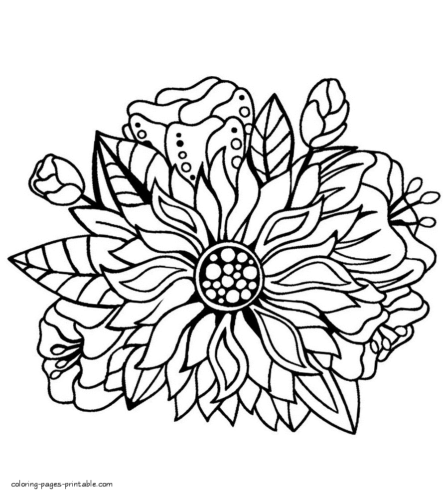 Floers Coloring Page For Persons Of Ripe Years Free