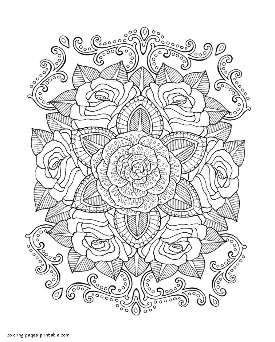 Roses Adult Coloring Page Free