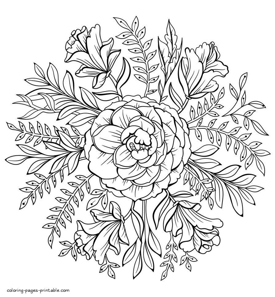 Flower Adult Coloring Book Pages