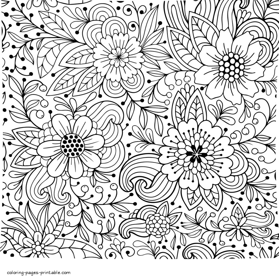Flowering Coloring Page For Adults || COLORING-PAGES-PRINTABLE.COM