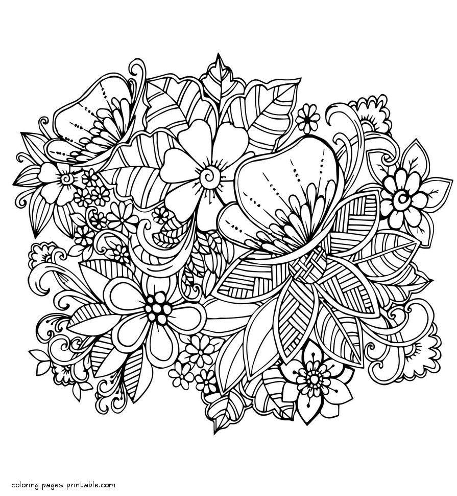 Bouquet Coloring Page For Adults    COLORING PAGES PRINTABLE.COM