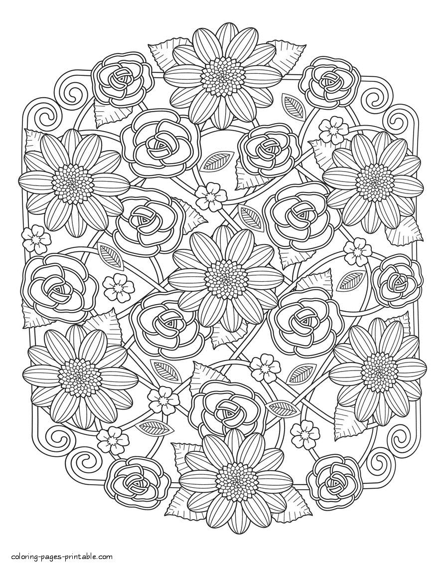 Coloring Pages For Girls And Adults Flowers