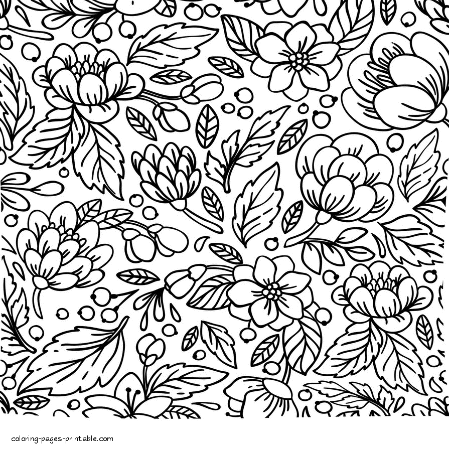 Free Flower Coloring Pages For Adults || COLORING-PAGES-PRINTABLE.COM