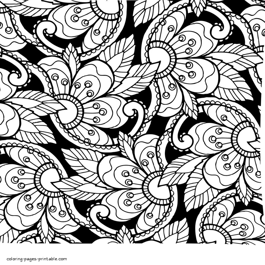 Flower Pattern Coloring Sheets - Sablyan