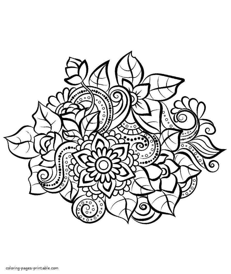 Hard Flower Coloring Pages Printable