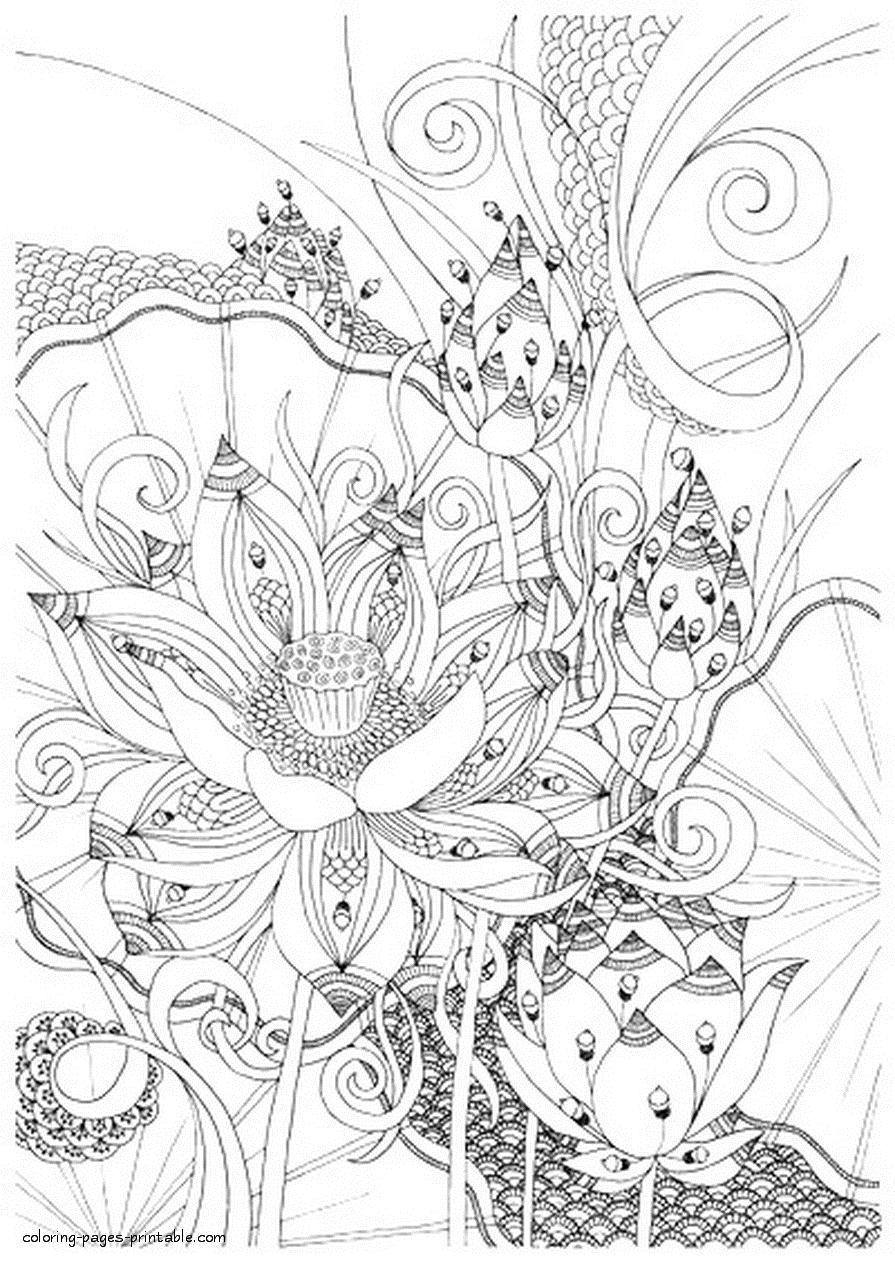 Free Coloring Pictures Of Flowers For Adult