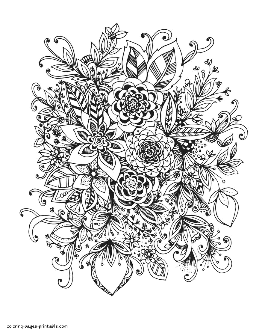 Best Coloring Pages For Adults Easy Flowers Full - Drawer