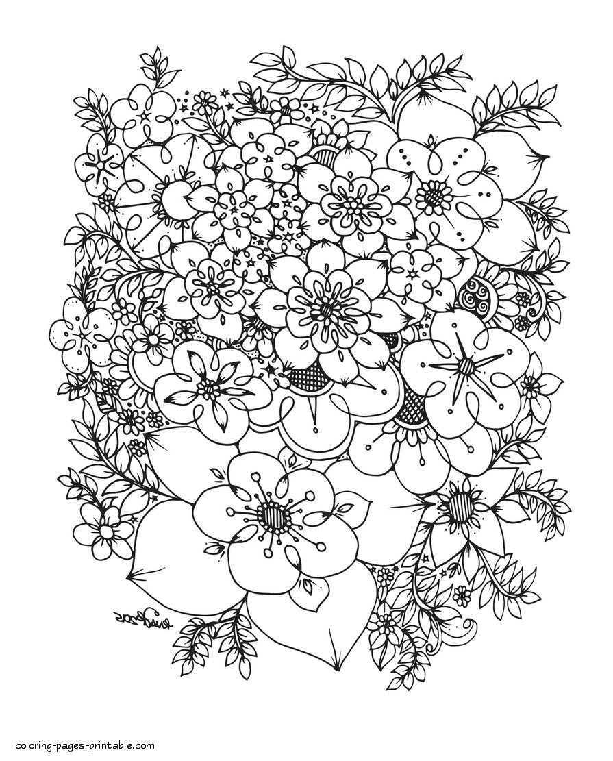 Cute Flower Coloring Pages For Adults    COLORING PAGES PRINTABLE.COM