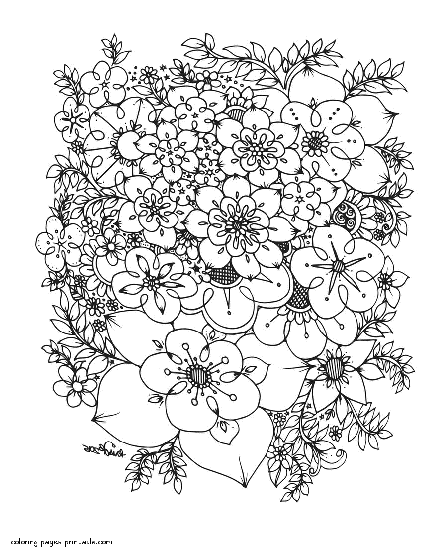 cute flower coloring pages for adults coloring pages printable com