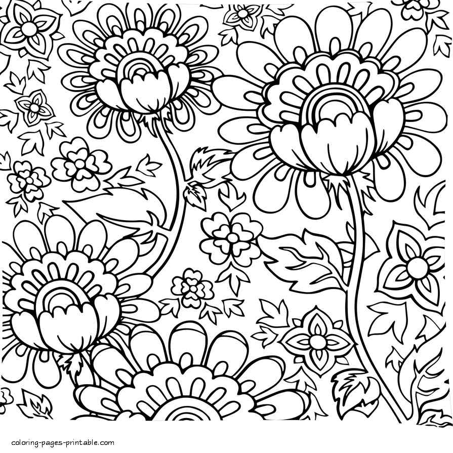 Coloring Flowers For Kids And Adults    COLORING PAGES PRINTABLE.COM