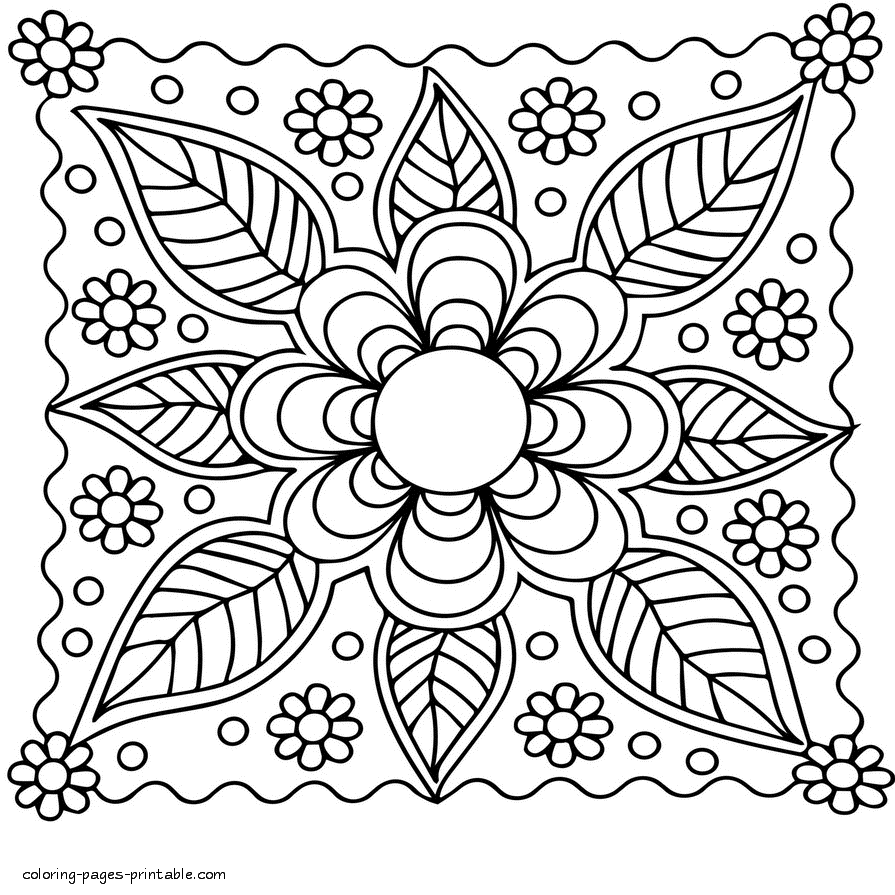 Flower Printable Colouring Page For Adults