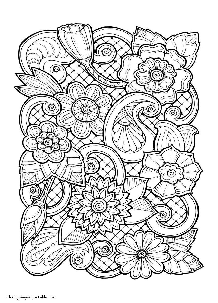 Adult Coloring Flowers || COLORING-PAGES-PRINTABLE.COM