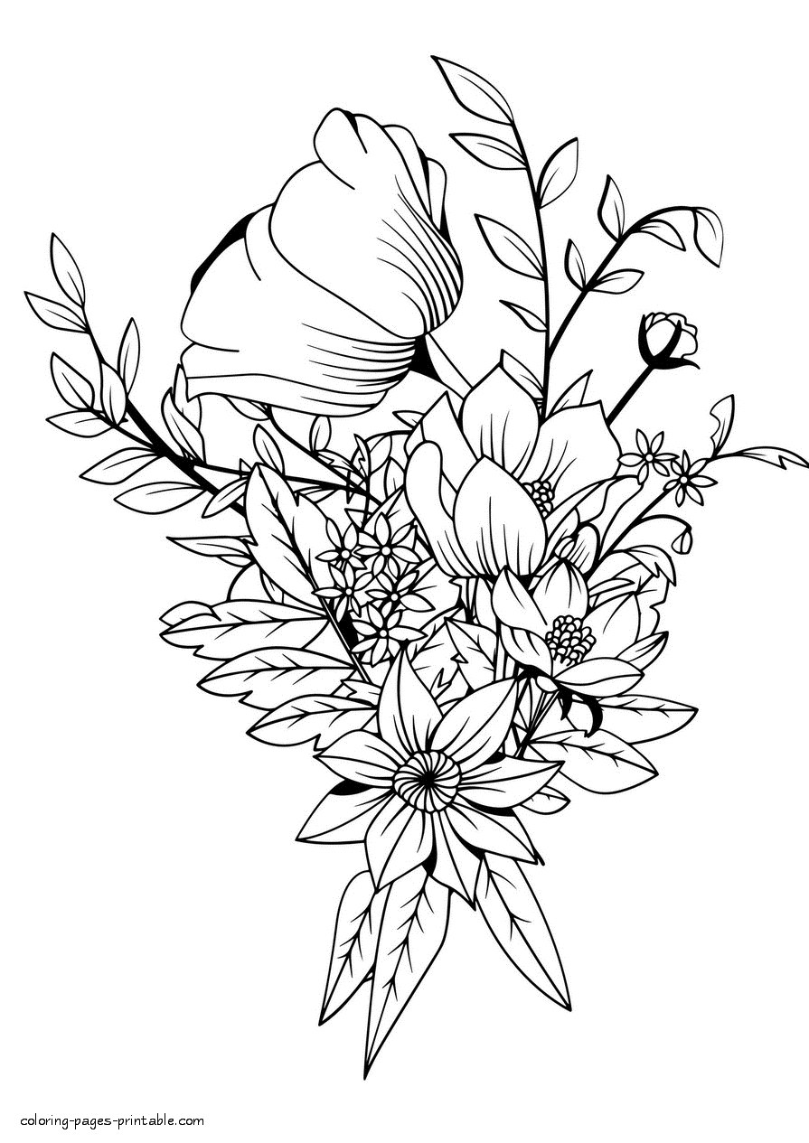 Flower Coloring Book Pages Free For Adults