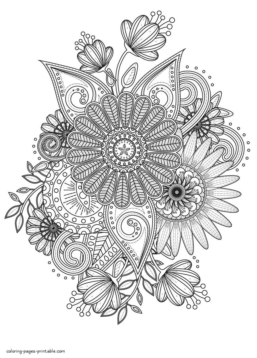 Intricate Flower Coloring Pages    COLORING PAGES PRINTABLE.COM