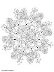 Flowers. Adalt Mandala Colouring Page
