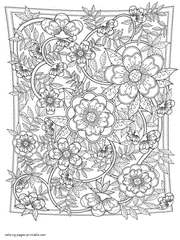 Adult Detailed Coloring Page Of Flowers Printable