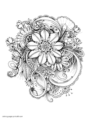 Black And White Flower Coloring Page For Adults