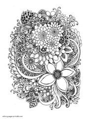 Free Adult Coloring Pages Flowers To Printing